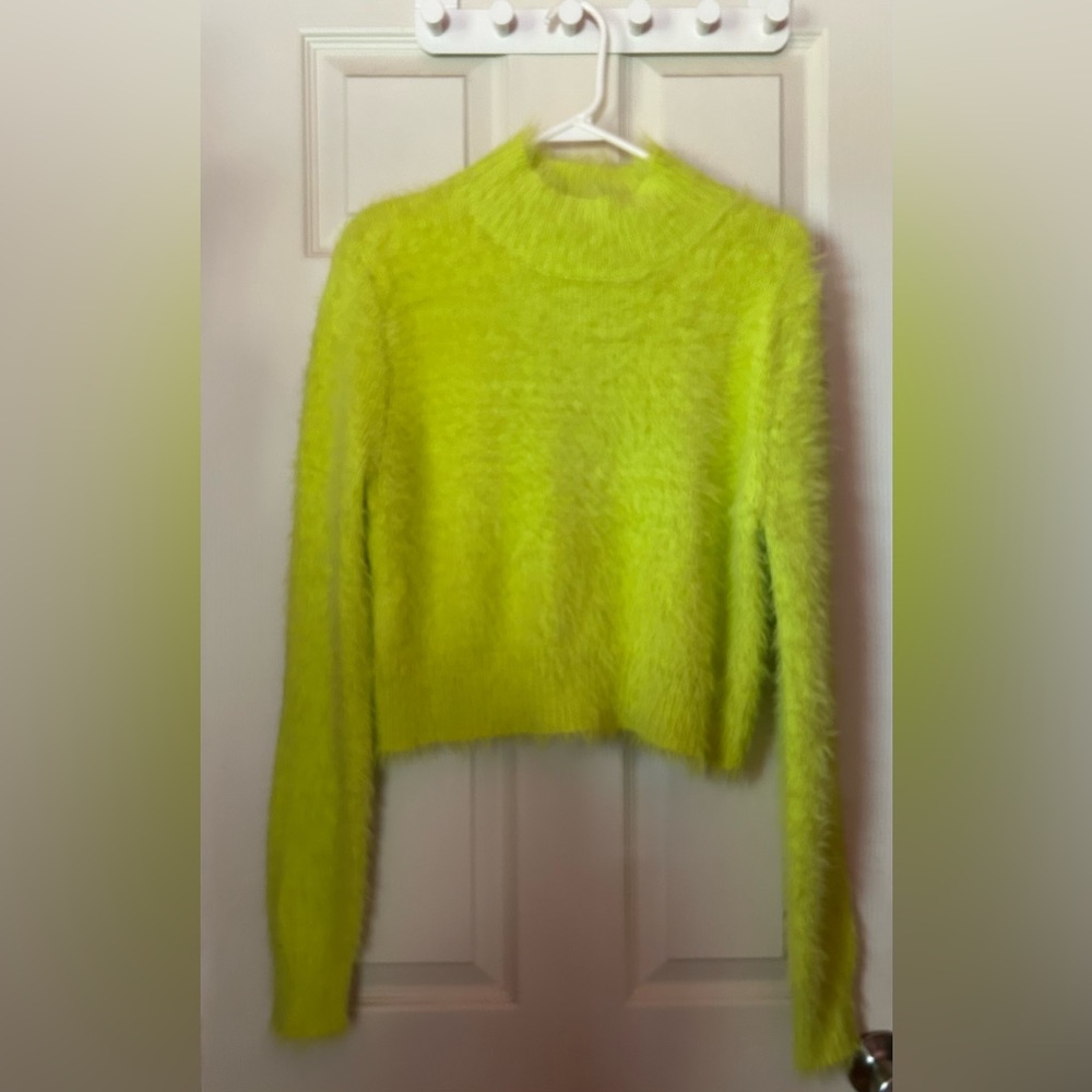 Lime Green Fuzzy Sweater
